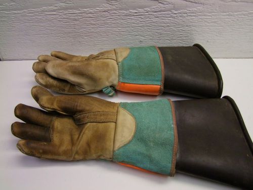 Lineman gloves white rubber co. size 9 1/2 type1 class 3ansi/astm d120 14&#034; long for sale
