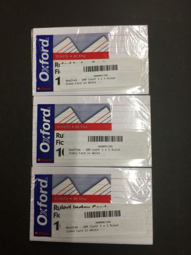 ***LOT OF 3*** Oxford 3&#034;x5&#034; Cards White 100 Count White Ruled Index Cards