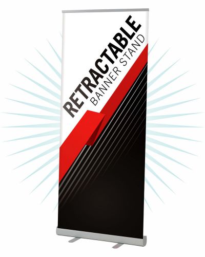 33.5x81 Retractable Roll Pop Up Banner Stand Trade Show Sign Display With Print
