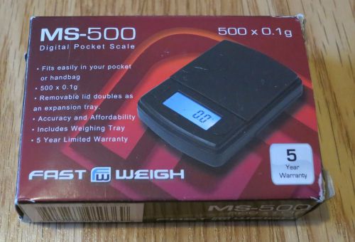 Fast Weigh MS-500-BLK Digital Pocket Scale, 500 by 0.1 G with Batteries!