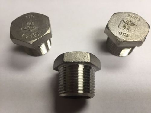 3/4 NPT Hex Head Pipe Plug 150#  304 Stainless Steel 3 pieces