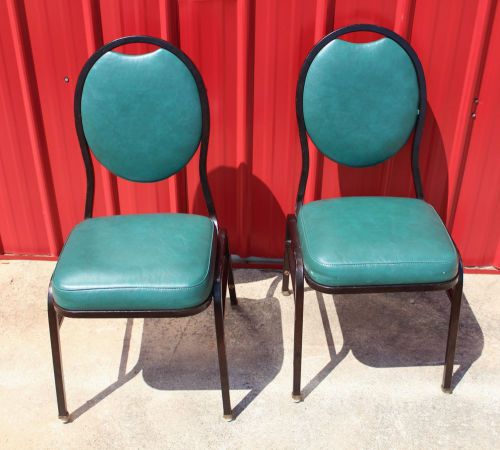 Lot of 140 Shelby Williams Stacking Banquet Chairs- Green/Teal Vinyl Upholstery