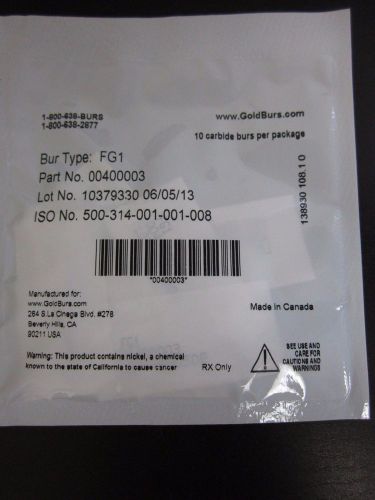 Carbide Bur FG  #1 FG1 Pack of 10