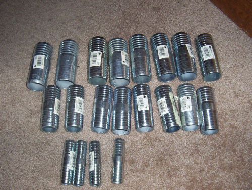 Lot of 20 New Mueller Galv Insert Couplers, 3/4&#034;, 1-1/4&#034;, 1-1/2&#034; Barb X Barb