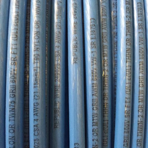 Thhn thwn-2 #4 awg stranded copper wire 492&#039; blue building wire for sale