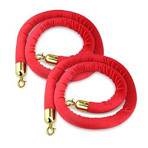 Star Foodservice 54750 Red Velvet Stanchion Rope with Gold Color Plated Hooks ,