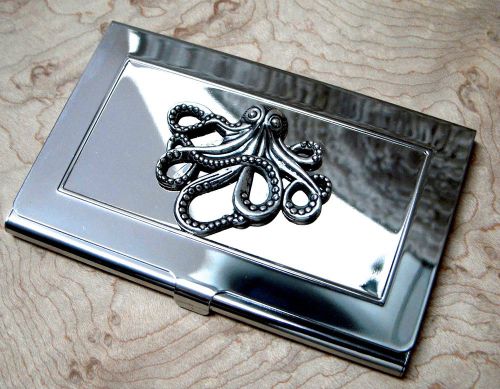 Stainless Steel Business Card Case - Octopus