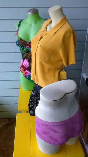 Mannequins :Heavy weighted quality free standing mannequins (1 is Green)