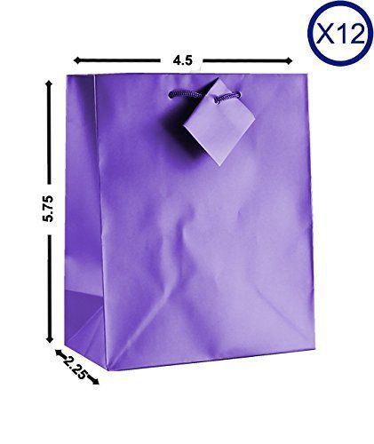 12-PC Solid Color Gift Bags, Matt Laminated, Purple Color