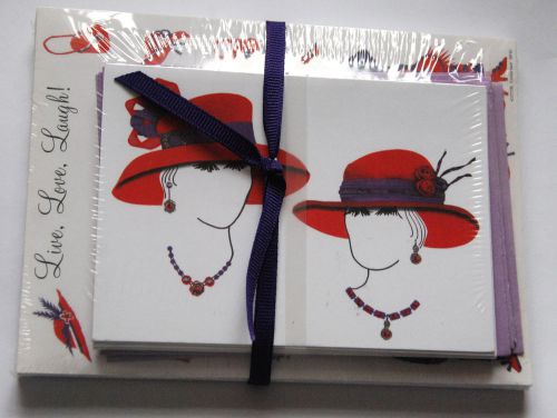Red hat gift set / 60 sheet note pad &amp; 6 blank note cards w env. for sale
