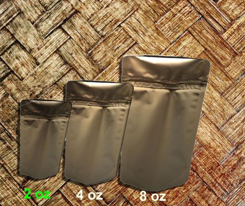 100 -2 oz. ~Bronze Poly Tea/Coffee Favor Bags, Stand Up Pouch Bags, Food Safe