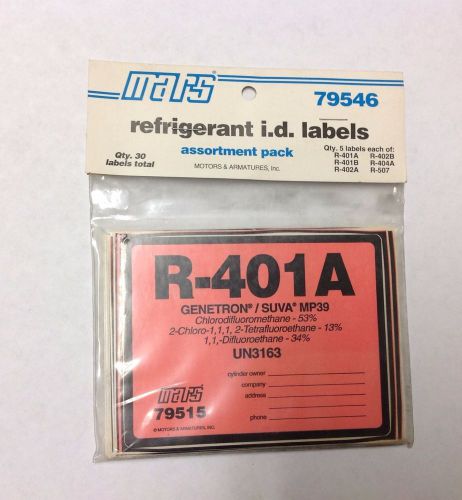 ~Discount HVAC~MS-79546-Mars Refrig ID Labels R401A R401B R402A R402B R404A R507