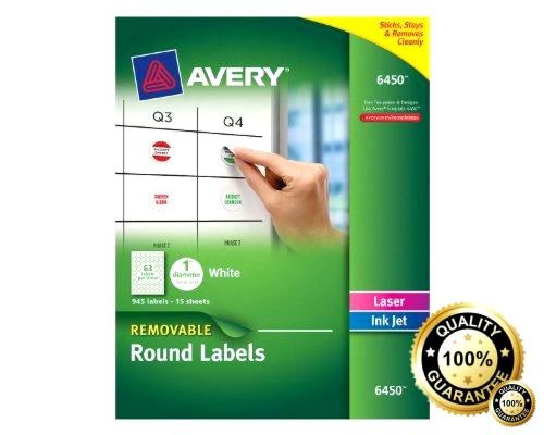 Avery Removable Round Labels, 1-Inch Diameter, White, Pack of 945 (6450)
