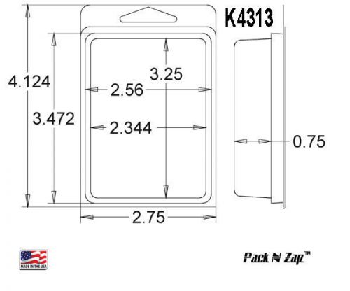 K4313: 800 - 4&#034;H x 3&#034;W x 0.75&#034;D Clamshell Packaging Clear Plastic Blister Pack