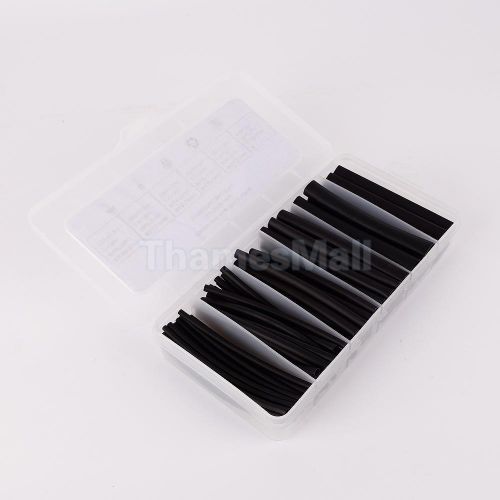 87pcs Black 3:1 Heat Shrink Tube Wire Wrap Electrical Insulation Sleeving