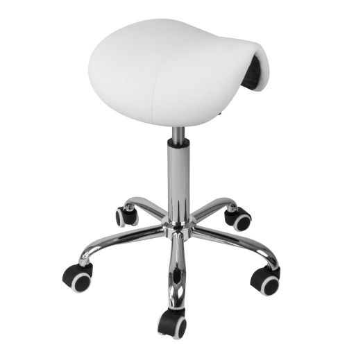 White Adjustable Tattoo Salon Stool Hydraulic Rolling Chair Facial Massage Spa