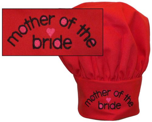 Mother of the Bride Chef Hat Adult Adjustable Bridal Wedding Monogram Red Avail