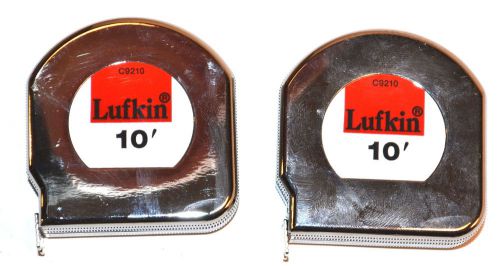 2 NOS Lufkin USA 1/2&#034; x 10&#039; CHROME MEZURALL Pocket TAPE MEASURE #C9210 list $40