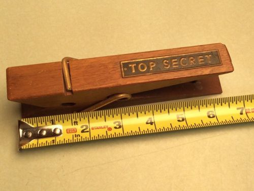 Vintage Wooden Jumbo giant Sized Clothes Pin &#034;TOP SECRET&#034; Paper Clip office Gift