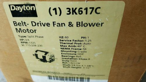 Dayton 3 K 617 C  belt drive fan and blower Motor 3/4HP 1725 R.P.M 115/230V hz60
