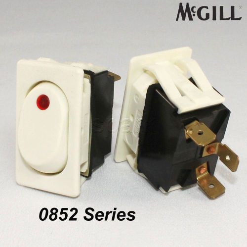 McGill 0852 On/Off Rocker Switch White SPST w/ Red Light