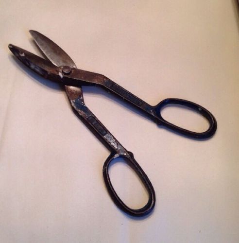 Vintage BLUEBIRD tin snips shears No 10 USA Forged Steel Blue Paint handle