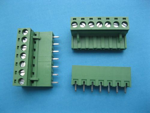 10 pcs 5.08mm straight 7 way/pin screw terminal block connector green pluggable for sale