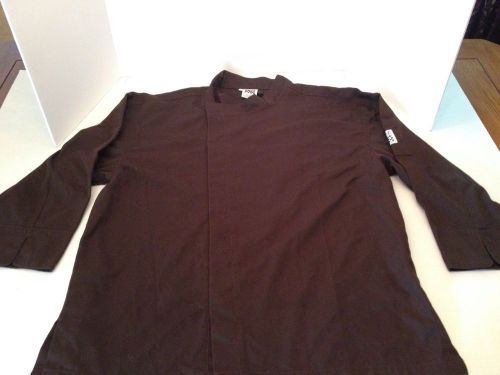 Chef Revival Jacket w/ Cross Collar, Long Sleeves, Snap Button, Brown , Large