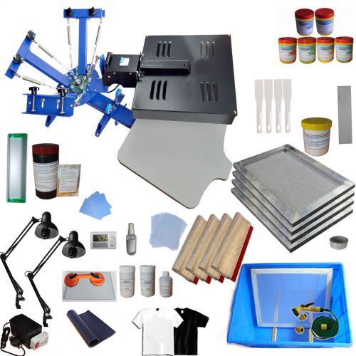 Screen printing 3 colors new kit printer w flash dryer ink squeegee hand tool for sale