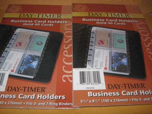 2 DAY-TIMER Business Card Holder 5 1/2&#034;x8 1/2&#034; 40 Cards fits 3 &amp; 7 ring binder