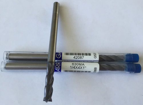 Garr Tool 1/4X4X1&#034; 42087 1/4&#034; Carbide End Mill TiALN Coated 4 FLSquare(lot of 2)