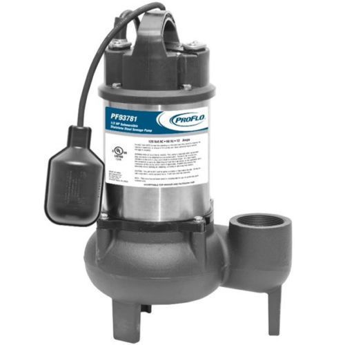 Proflo pf93781 - 1/2 hp stainless steel &amp; cast iron sewage pump (2&#034;) - new for sale