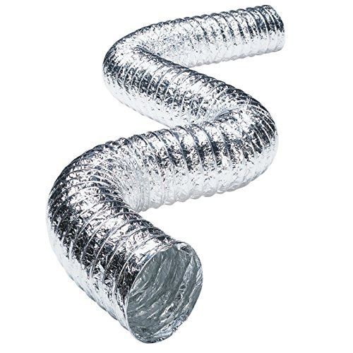 Deflecto Non Insulated Metallic Duct, Flexible, 4&#034; x 25&#039;, 3 ply , Silver