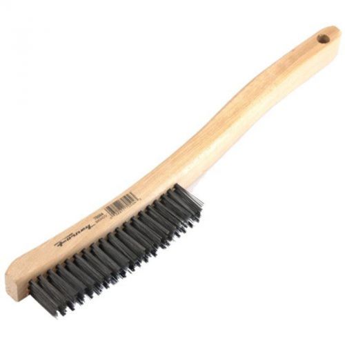 13-3/4&#034; X .014&#034; Wire Scratch Brush, Carbon Steel With Curved Wood Handle Forney