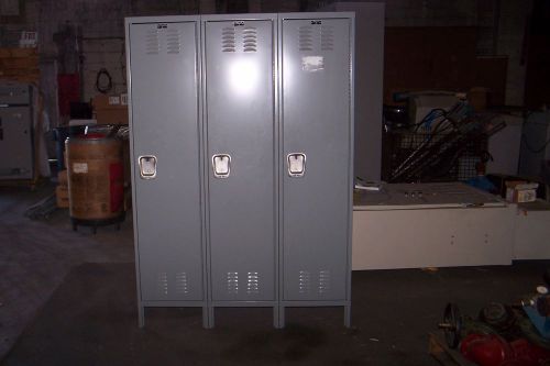 Hallowell single tier 3 wide gray wardrobe locker 54&#034;x21&#034;x78&#034; h-4289 for sale