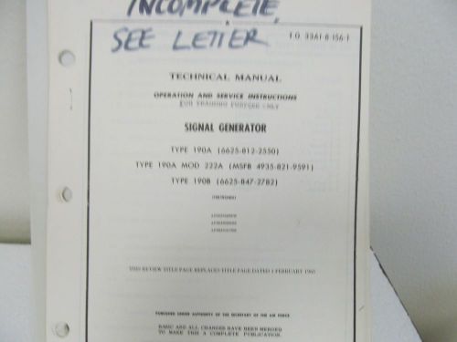 Military (TEK) 190A &amp; B Signal Generator Operations/Service Instructions Manual
