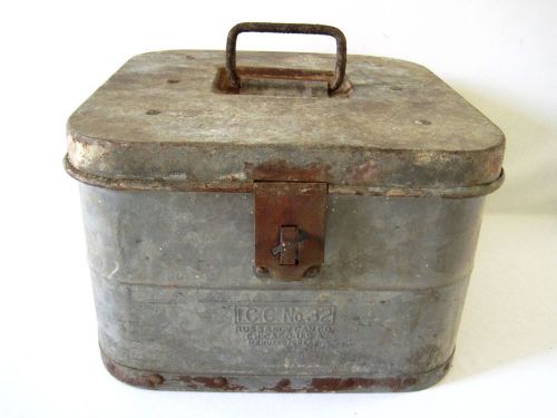 Vintage galvanized steel industrial bin icc no. 32 russakov can ammo box for sale