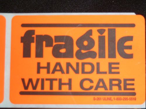 Fragile Handle With Care Labels / Stickers - 2&#034; x 3&#034;   roll of 500