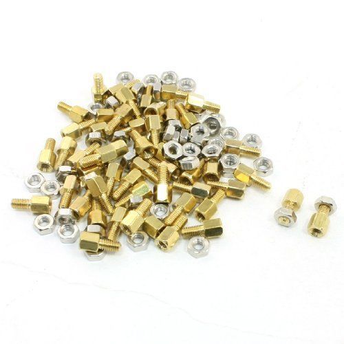 uxcell 5mm Body Long M3x6mm Male to Female Brass Pillar Standoff Spacer 50Pcs