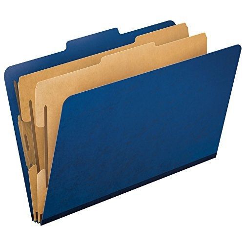 Pendaflex PressGuard Top-Tab Classification Folders, 2/5 Cut, Legal Size, Blue,