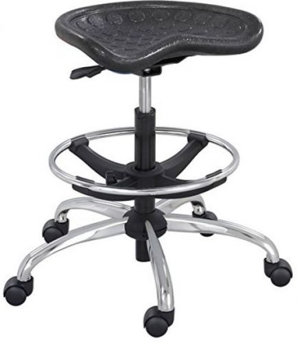 Safco Sit-Star Black Drafting Stool With Chrome Base