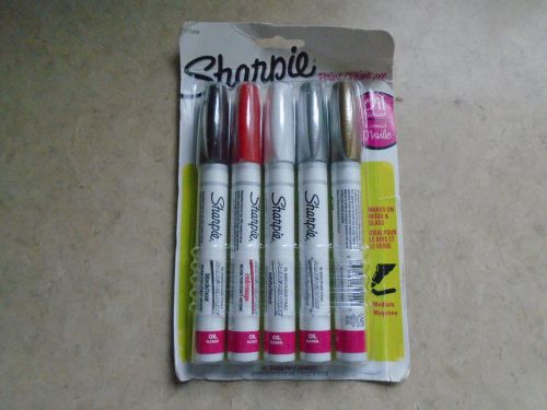 Sharpie Oil-Based Paint Markers,Medium Point, 5-Pack,Assorted Colors w/ Metallic