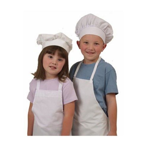 Kids White Role Play Dressup Costume Chef Cooking Apron &amp; Hat Set SM