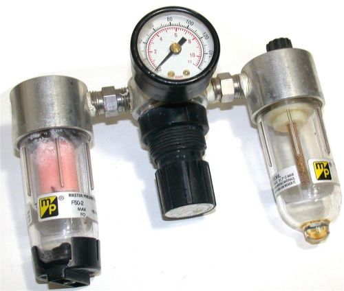 Master pneumatic air regulator, filter &amp; lubricator assembly 1/4&#034; npt w gage for sale
