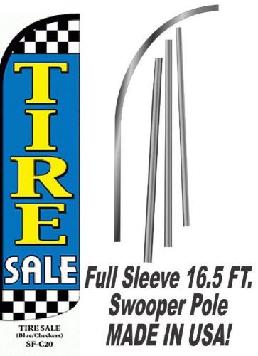 Tire sale windless blue full sleeve 16&#039; bow swooper flag flutter banner w/ pole for sale