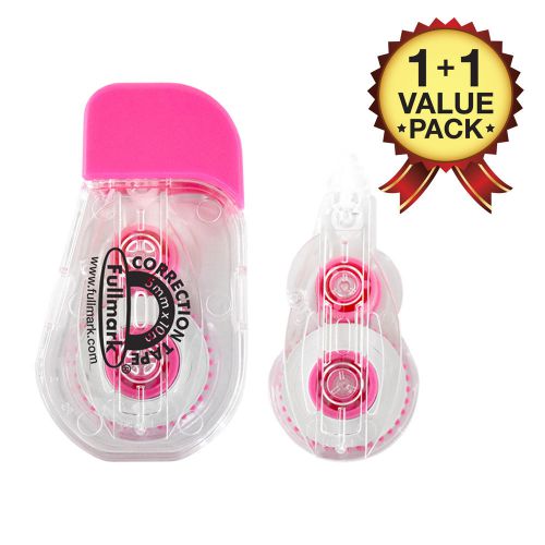 Fullmark Model G Refillable Correction Tape Pink - 1+1 Pack (0.2&#034; x 394 Inches)