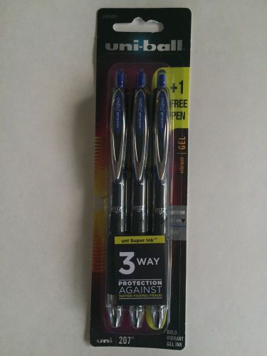 Uni-Ball Signo 207 Pens, 3 Pack, Uni Super Ink, Blue, 0.7MM