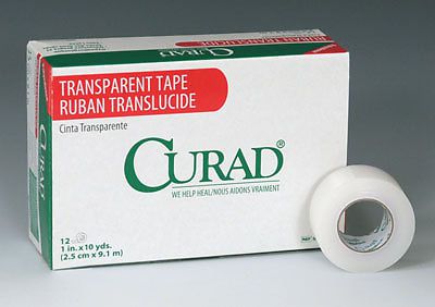 1&#034; x 360&#034; Curad Latex-Free Breathable Transparent Tape (12 Rolls)