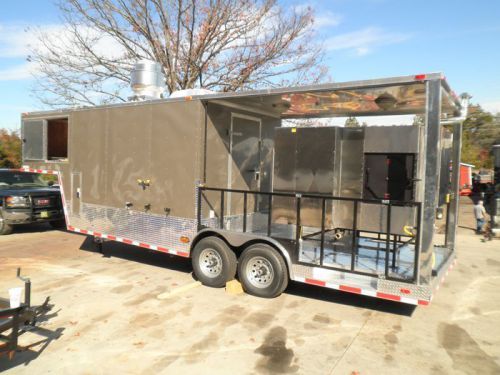 Concession trailer 8.5&#039;x29&#039; silver - gooseneck catering event bbq smoker for sale