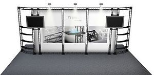 10X20 TRADE SHOW BANNER STAND BOOTH DISPLAY CUSTOM TV STAND CROSSWIRE EXHIBITS